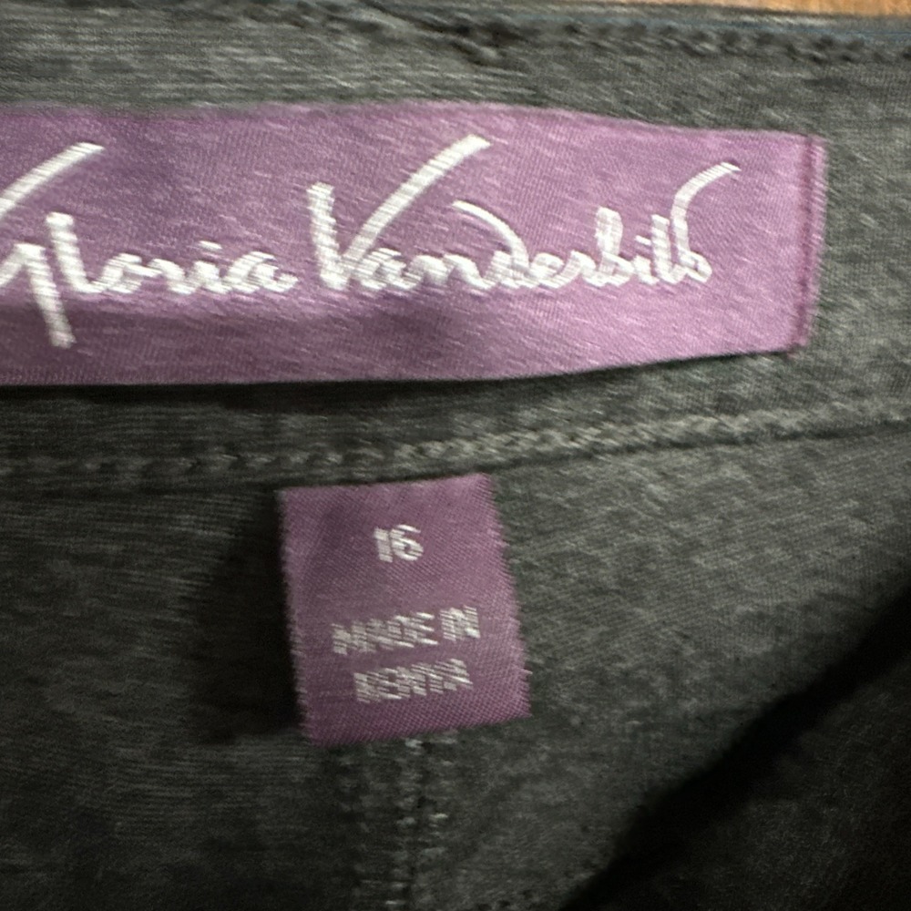 Gloria Vanderbilt Khaki Unltd Pants Woman 16 Grey Mid Rise Stretch Outdoor Work - Picture 3 of 16
